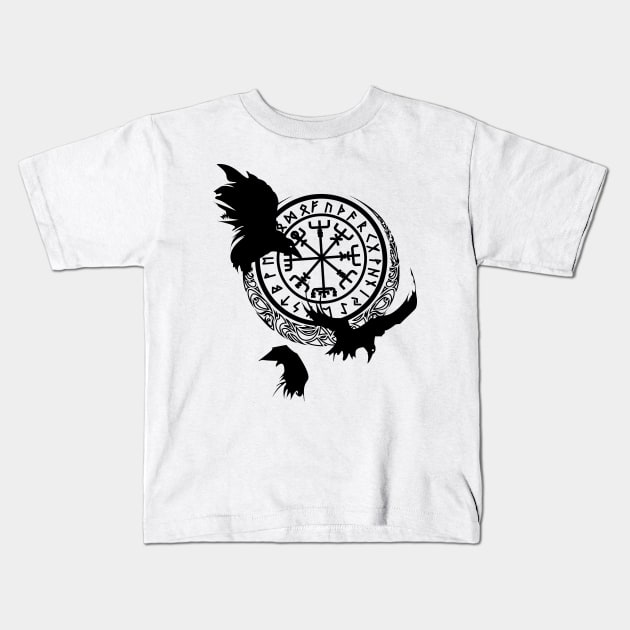 Odins Raven - Viking Runes - Norse Mythology T-Shirt Kids T-Shirt by soloartid